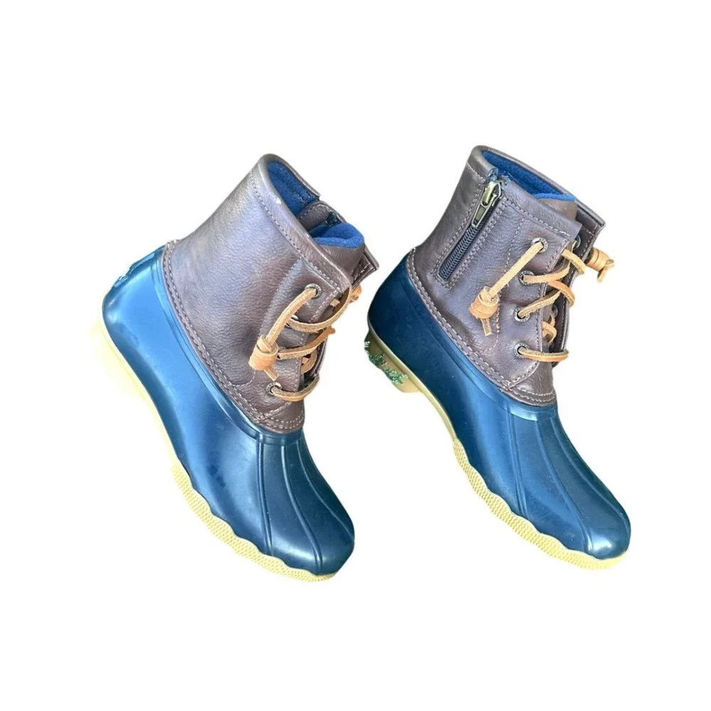 Sperry Topsider Saltwater Duck Boots Little‎ Kids Size 1M Blue Brown